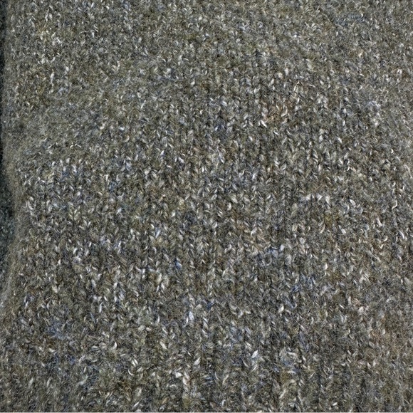 Olive Heather Cropped Reversible Sweater | Balloon Sleeves Wool Blend | Size L - Picture 6 of 8